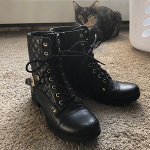 Guess black combat booties size 7